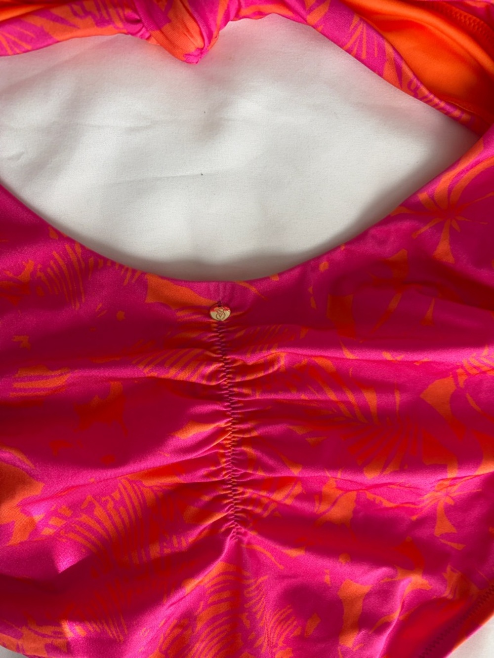 NWT Victoria’s Secret Hot Pink / Orange Floral Cut-Out One-Piece Swimsuit - Picture 9 of 13